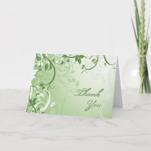 Tarjeta De Agradecimiento Gracias floral verde