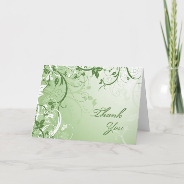 Tarjeta De Agradecimiento Gracias floral verde (Anverso)