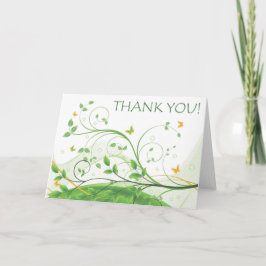 Tarjeta De Agradecimiento Gracias (Floral verde y Naranja)