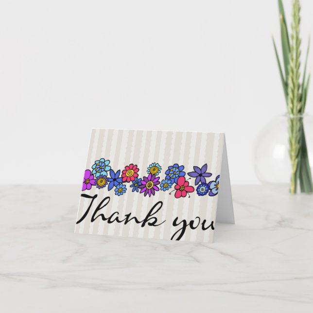 Tarjeta De Agradecimiento Gracias Flores (Anverso)
