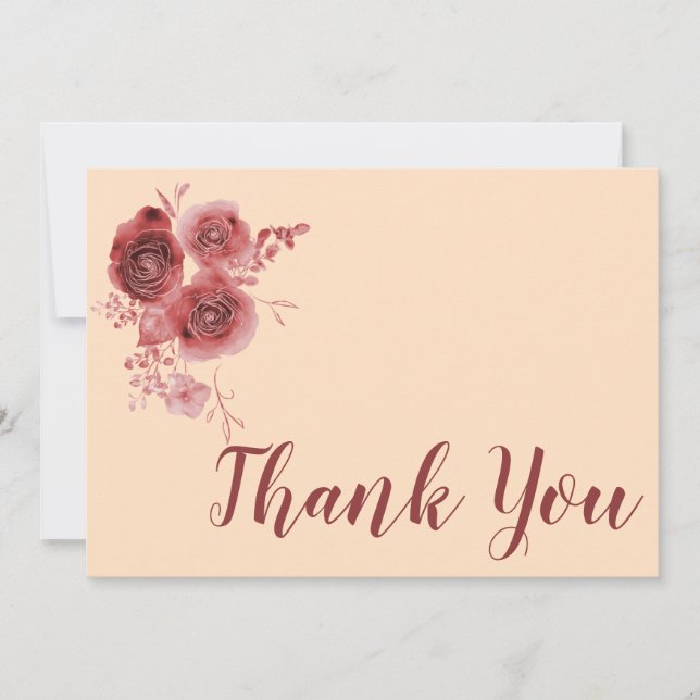 Tarjeta De Agradecimiento Gracias flores borgoña (Anverso)