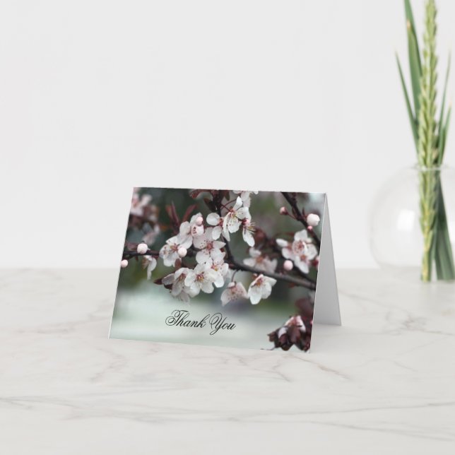 Tarjeta De Agradecimiento gracias flores de ciruela (Anverso)