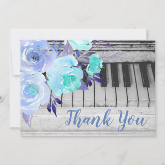 Tarjeta De Agradecimiento gracias flores de color azul de piano