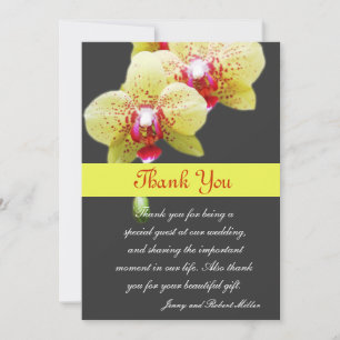 Tarjeta De Agradecimiento gracias, flores de orquídea amarilla