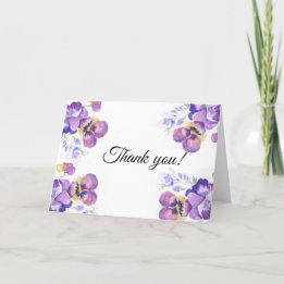 Tarjeta De Agradecimiento Gracias flores de pensamientos púrpuras