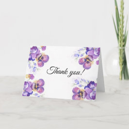 Tarjeta De Agradecimiento Gracias flores de pensamientos púrpuras