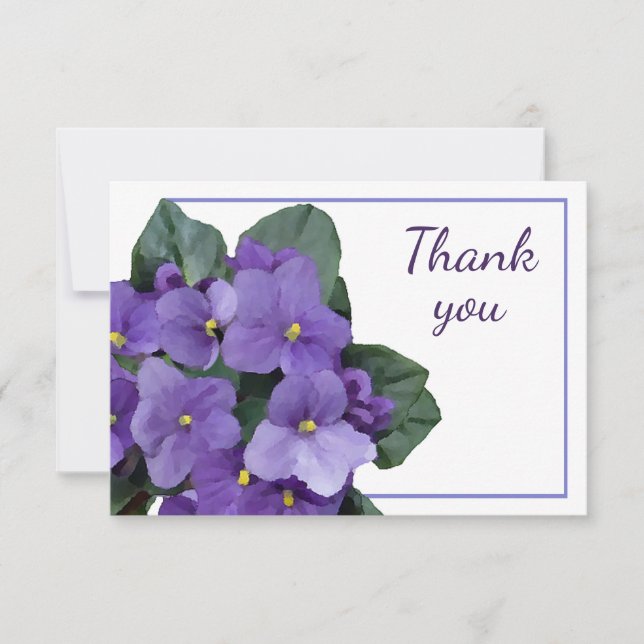 Tarjeta De Agradecimiento Gracias Flores Jardín Arte Violeta Floral Africano (Anverso)