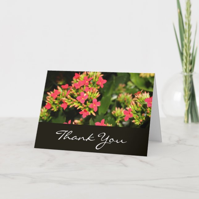 Tarjeta De Agradecimiento gracias, flores rojas (Anverso)