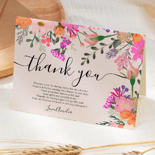 Tarjeta De Agradecimiento Gracias flores silvestres ducha de primavera paste