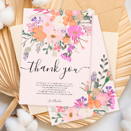 Tarjeta De Agradecimiento Gracias flores silvestres pastel lluvia de primave