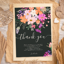 Tarjeta De Agradecimiento Gracias flores silvestres pastel lluvia de primave