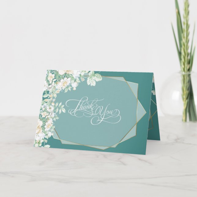 Tarjeta De Agradecimiento Gracias | Flores silvestres y bayas geométricas (Anverso)