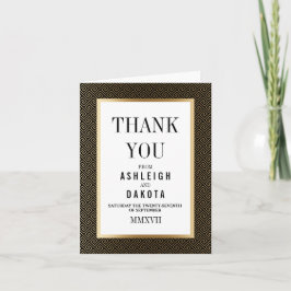 Tarjeta De Agradecimiento Gracias | Formal Geométrico Dorado en Negro