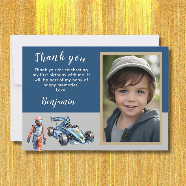 Tarjeta De Agradecimiento Gracias Foto Boy Race 5 cumpleaños (Subido por el creador)