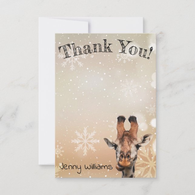 Tarjeta De Agradecimiento gracias, foto de graciosa giraffe, personalizado (Anverso)