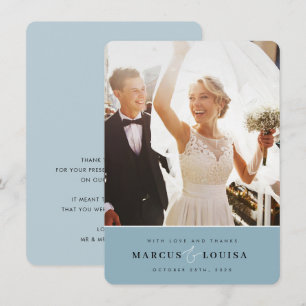 Tarjeta De Agradecimiento GRACIAS foto elegante lindo ampersand azul polvori