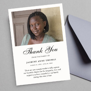 Tarjeta De Agradecimiento Gracias Foto Personalizada de Funeral de Condolenc