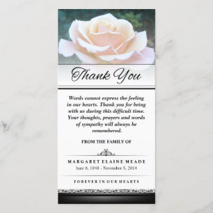Tarjeta De Agradecimiento Gracias, Funeral White Rose Words no puede expresa