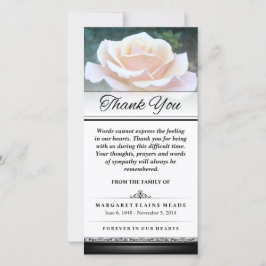 Tarjeta De Agradecimiento Gracias, Funeral White Rose Words no puede expresa