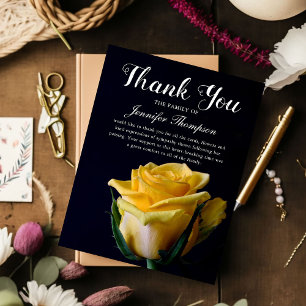 Tarjeta De Agradecimiento Gracias funerales   Amarillo Rojo