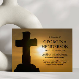 Tarjeta De Agradecimiento Gracias funerales | Cruz Sagrada Religiosa