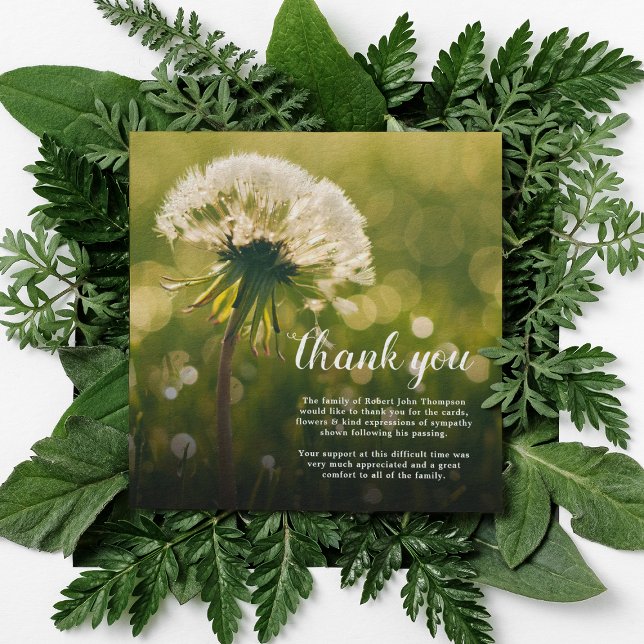 Tarjeta De Agradecimiento Gracias funerales | Dandelion Wish Bereavement (Subido por el creador)