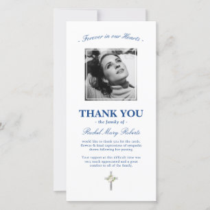 Tarjeta De Agradecimiento Gracias funerales Fotografía azul de la simpatía