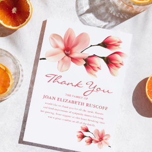 Tarjeta De Agradecimiento Gracias funerales   Monumento a la Magnolia Rosa