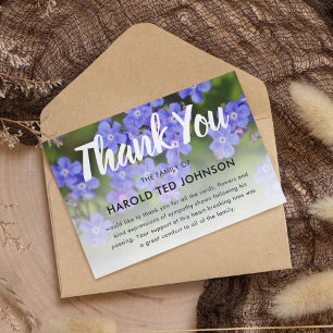 Tarjeta De Agradecimiento Gracias funerales   Monumento conmemorativo Blue F