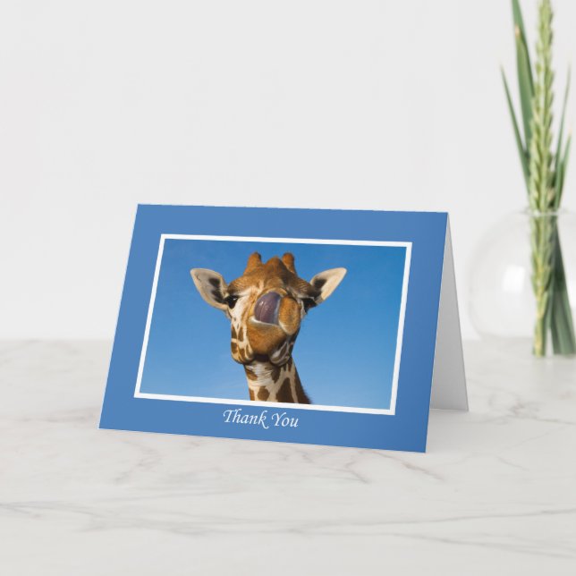 Tarjeta De Agradecimiento Gracias, Funny Giraffe Card (Anverso)