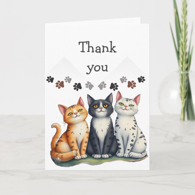 Tarjeta De Agradecimiento Gracias Gato Sitting Cute Cats (Anverso)