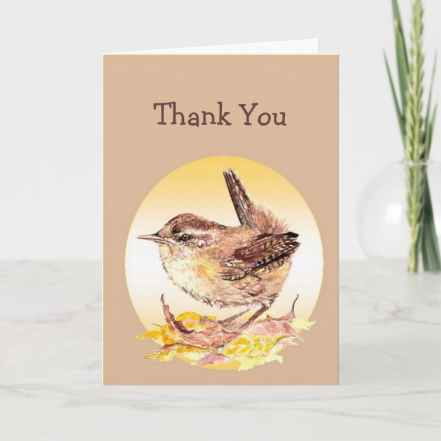 Tarjeta De Agradecimiento Gracias General Watercolor House Wren Bird (Anverso)
