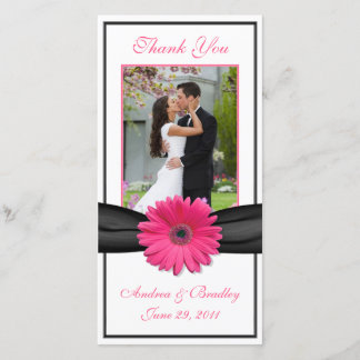 Tarjeta De Agradecimiento Gracias Gerbera Rosa Daisy Black Ribbon Boda