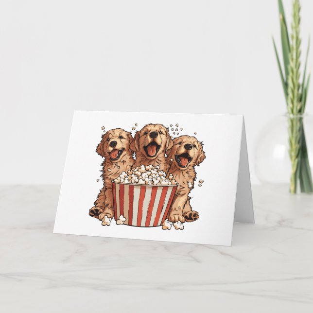 Tarjeta De Agradecimiento Gracias Golden Retriever Dogs Movie Popcorn (Anverso)