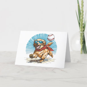Tarjeta De Agradecimiento Gracias Golden Retriever Jugando Béisbol