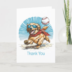 Tarjeta De Agradecimiento Gracias Golden Retriever Jugando Béisbol