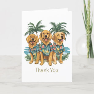 Tarjeta De Agradecimiento Gracias, Golden Retriever, Perro Camisa Hawaiana