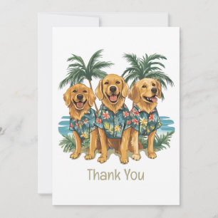 Tarjeta De Agradecimiento Gracias, Golden Retriever, Perro Camisa Hawaiana