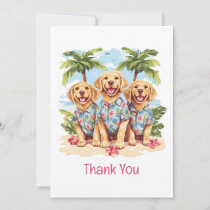 Tarjeta De Agradecimiento Gracias, Golden Retriever, perros Camisetas hawaia