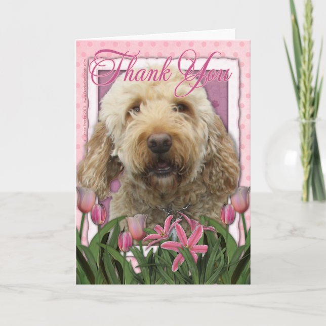 Tarjeta De Agradecimiento Gracias - Goldendoodle (Anverso)