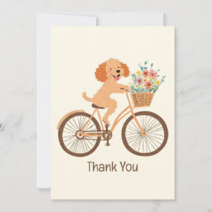 Tarjeta De Agradecimiento Gracias Goldendoodle Dog Biking Spring Flowers