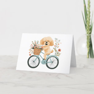 Tarjeta De Agradecimiento Gracias Goldendoodle Dog Biking Spring Flowers