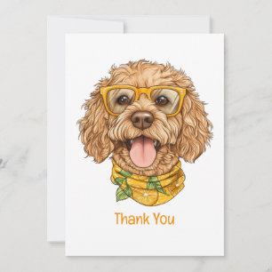 Tarjeta De Agradecimiento Gracias Goldendoodle Perro Gafas de Sol Naranjas