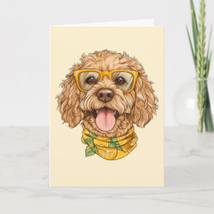Tarjeta De Agradecimiento Gracias Goldendoodle Perro Gafas de Sol Naranjas