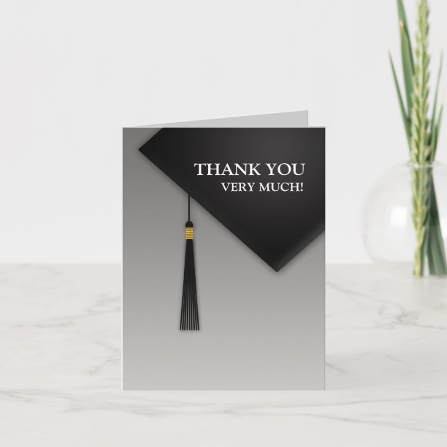 Tarjeta De Agradecimiento Gracias Gorra negro de graduación (Anverso)