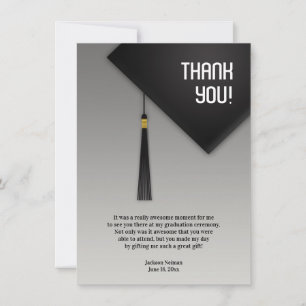 Tarjeta De Agradecimiento Gracias Gorra negro de graduación