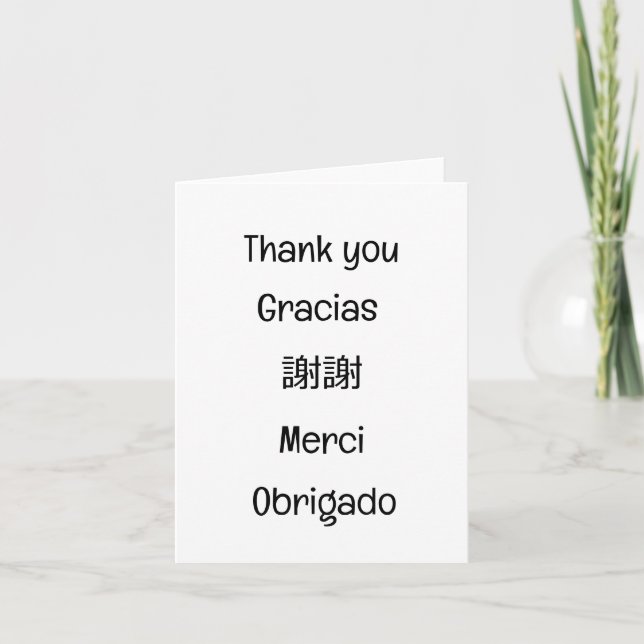Tarjeta De Agradecimiento Gracias-Gracias-謝 謝-Merci-Obrigado Blank (Anverso)
