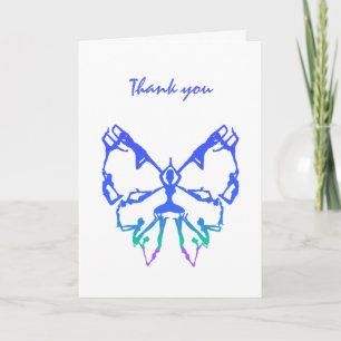 Tarjeta De Agradecimiento Gracias, gracias, arte de la mariposa de las