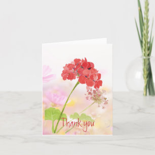 Tarjeta De Agradecimiento Gracias Gracias Geranio Rojo Jardín Flor