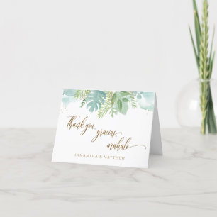 Tarjeta De Agradecimiento Gracias, Gracias, Mahalo Greenery